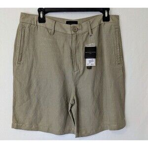 Magaschoni Men’s European Linen Shorts Beige Khaki Size 33 $58 MSRP